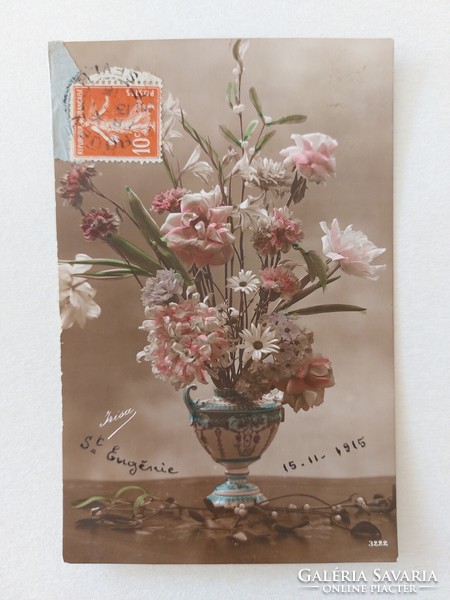 Régi virágos képeslap 1915 levelezőlap