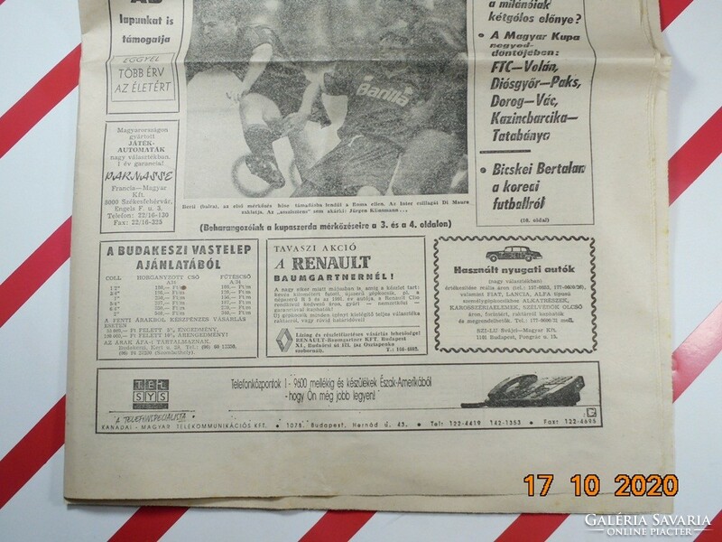 Régi retro újság napilap - Nemzeti Sport - 1991.05.22. -  Születésnapra ajándékba