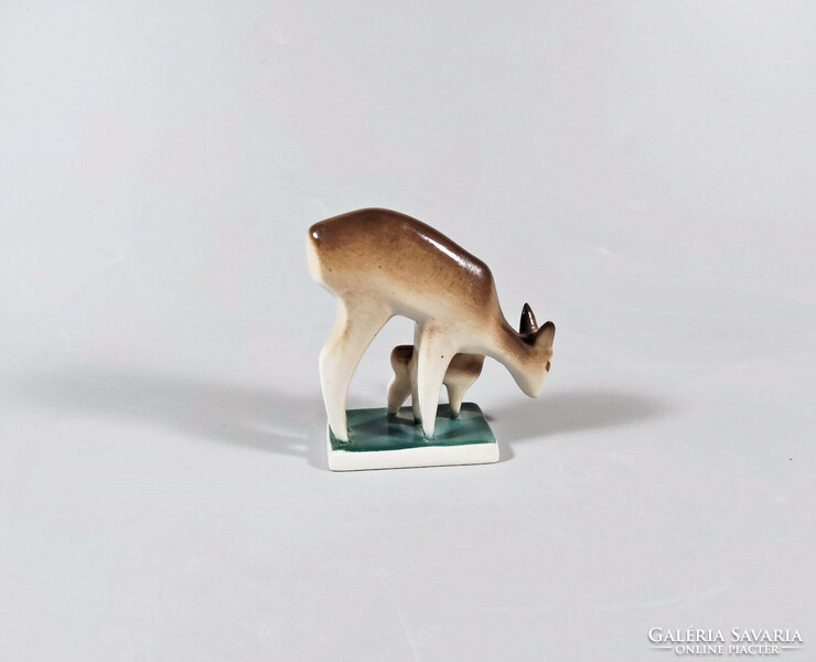 Zsolnay, fawn and fawn, hand-painted porcelain figure, flawless! (A031)