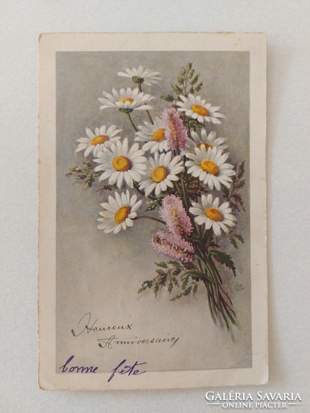Régi virágos képeslap levelezőlap mezeivirágok