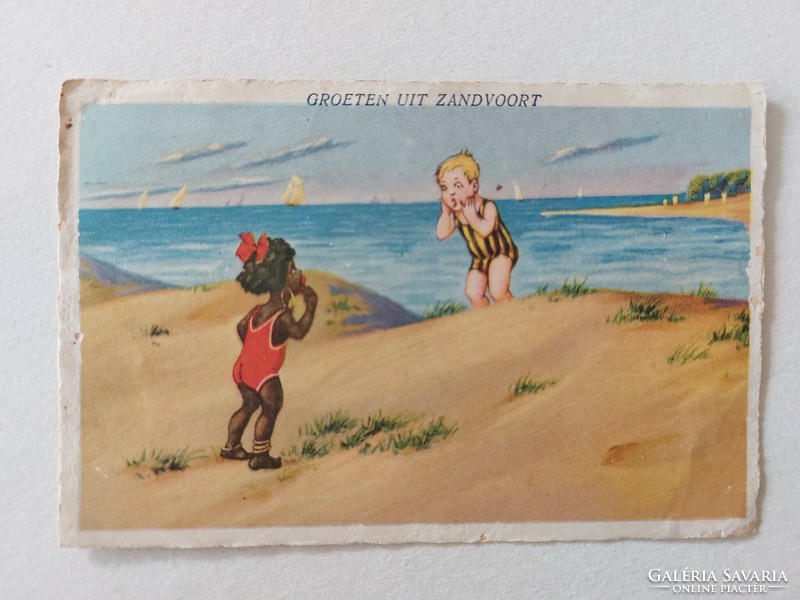 Old postcard with picture postcard for children