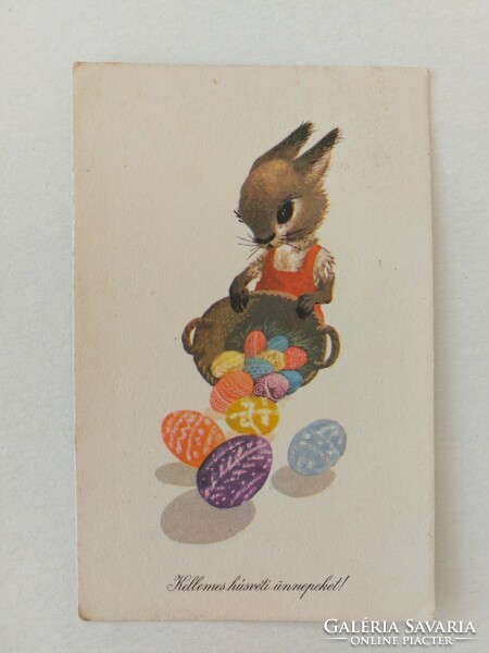 Old Easter postcard 1960 postcard bunny egg