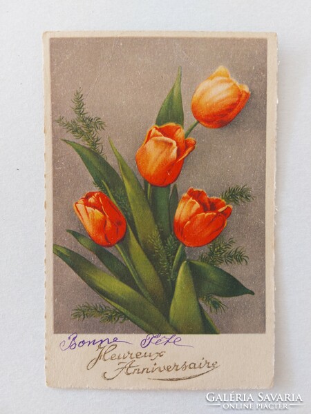 Old floral postcard postcard tulip