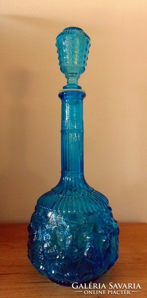 Mid century Italian zodiac glass decorative bottle with stopper - 1960s