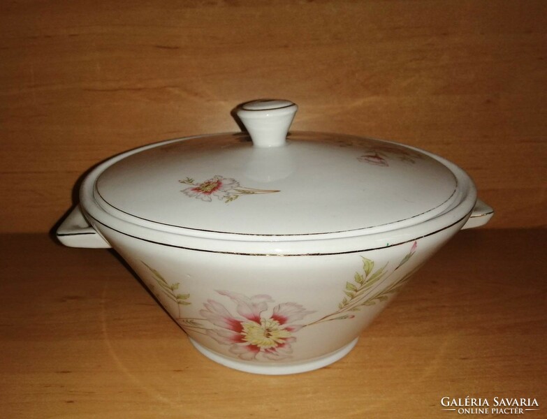 Antique marked porcelain soup bowl with flower pattern (6p)