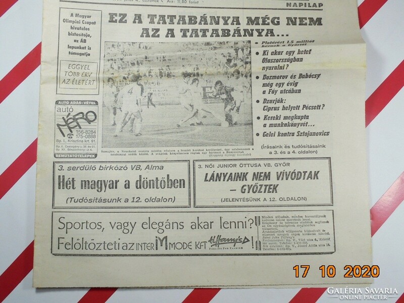 Régi retro újság napilap - Nemzeti Sport - 1991.07.4. -  Születésnapra ajándékba