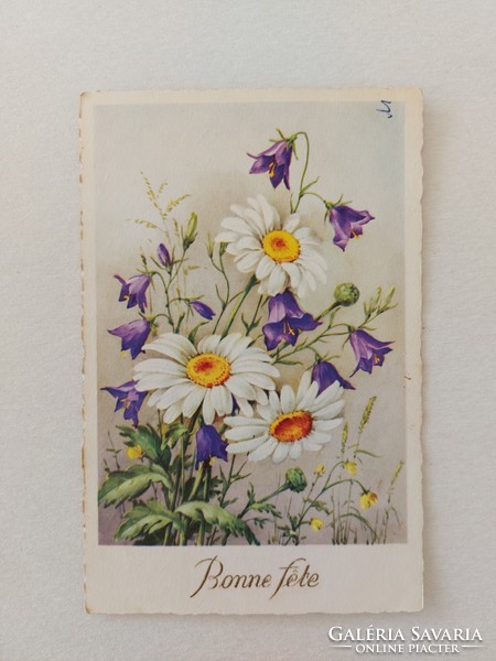 Old floral postcard postcard with wildflowers
