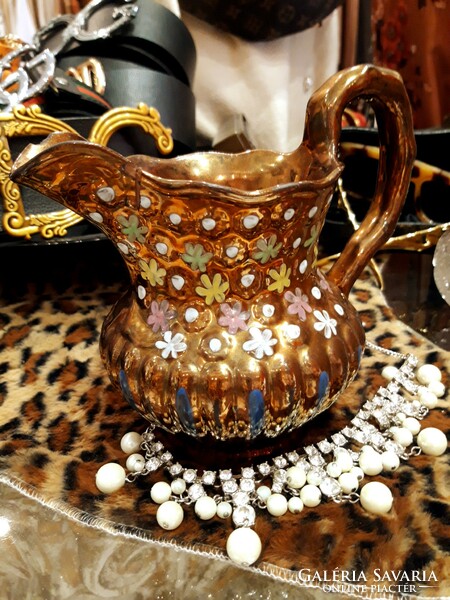 Luster glaze floral bronze English jug