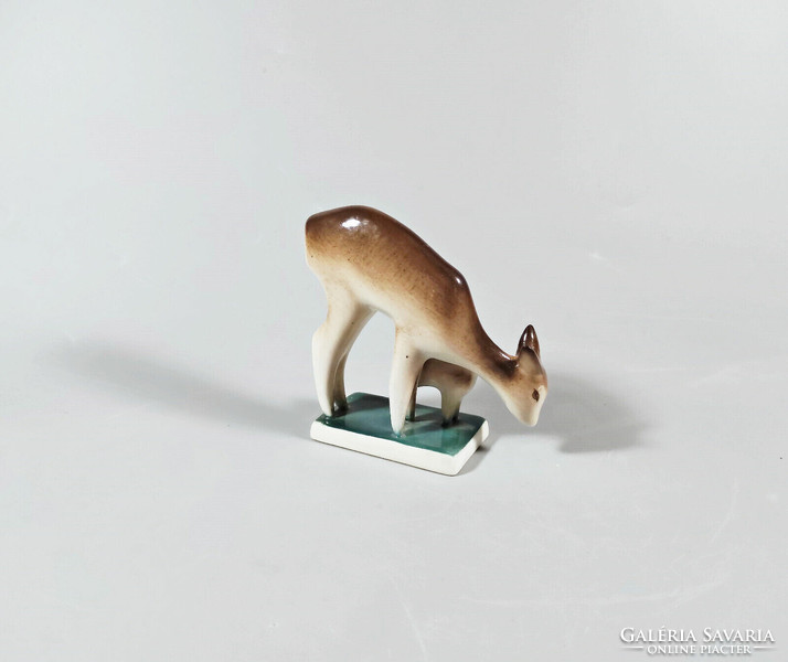 Zsolnay, fawn and fawn, hand-painted porcelain figure, flawless! (A031)