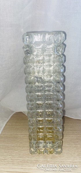 Retro Nagy Méretű Cseh Csiszolt Üveg bütykös Váza 23x6 cm