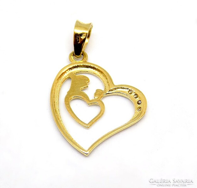 Mother with child gold heart pendant (zal-au109364)