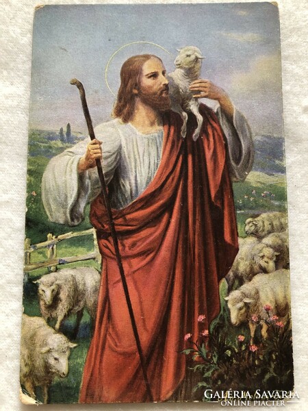 Antique, old postcard - Árpád v. Molnár - the good shepherd - postman -5.