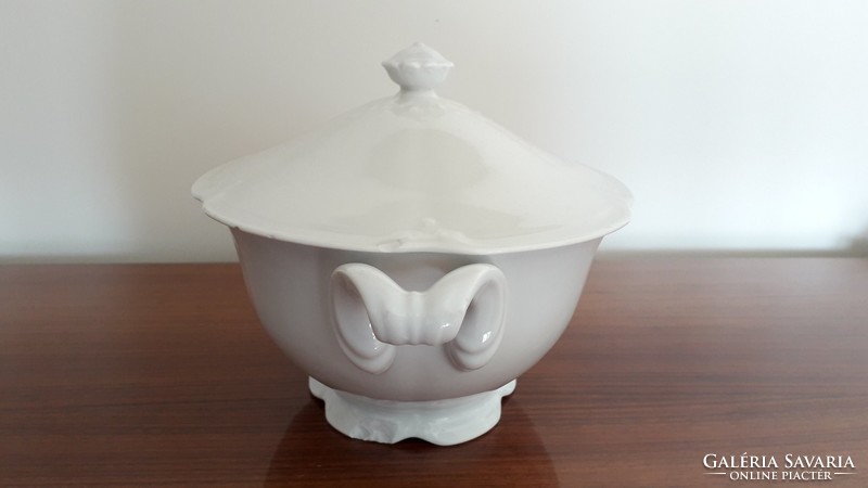 Old drasche porcelain soup bowl with white serving