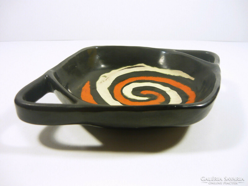 Gorka livia, retro 1950 black and orange 18.3 Cm artistic ceramic bowl, flawless! (G014)