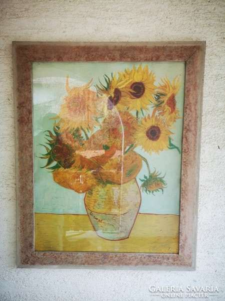 Beautiful modern work, vincent van gogh sunflower still life printmaking technique decoration collection.