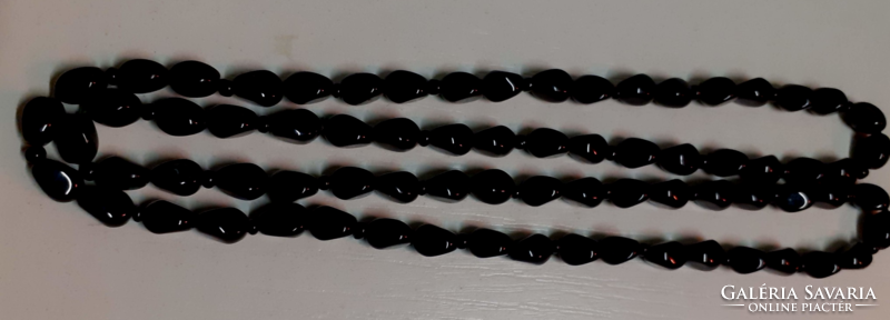 Antique hand-knotted long onyx necklace
