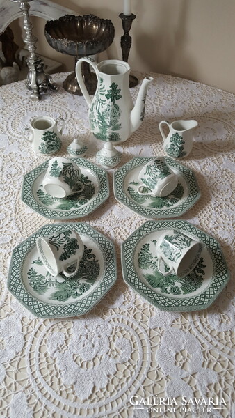Willow English faience tea and coffee set, breakfast set