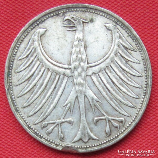 Silver 5 marks 1957 j nszk
