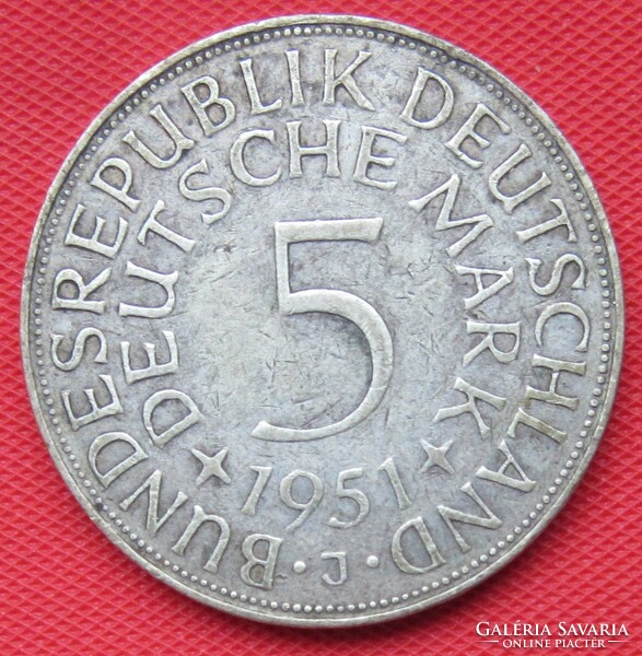 Silver 5 marks 1951 j nszk
