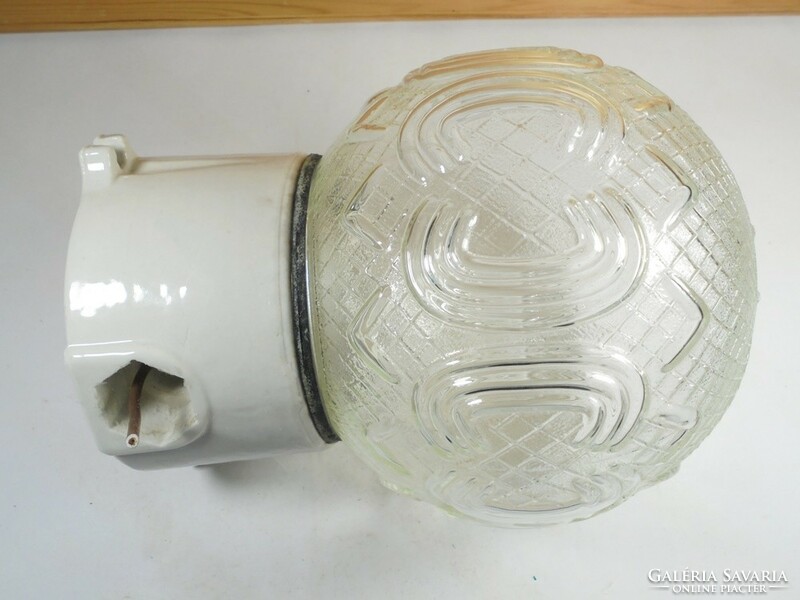 Retro fali lámpa rücskös üveg búra szabvány méret porcelán Drasche SZVF. Szarvasi Ktsz.