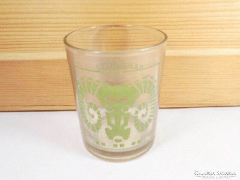 Old retro glass cup with Aries horoscope berbecul inscription