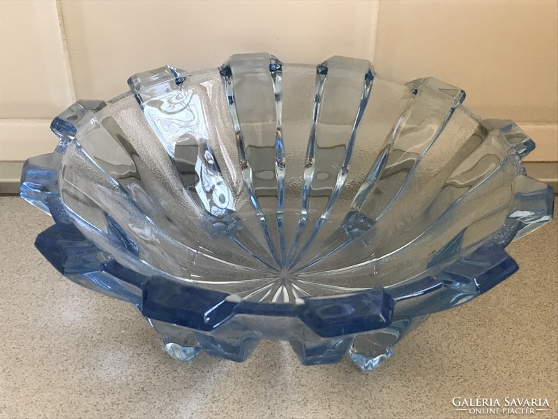 Art deco Stölzle fruit bowl in light blue, diameter 26 cm