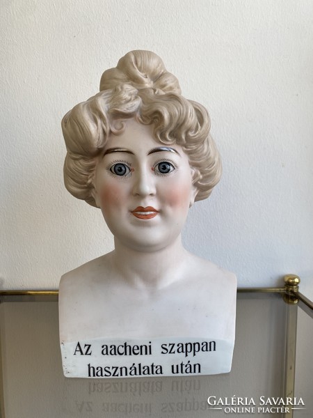 Art Nouveau soap advertising bust porcelain