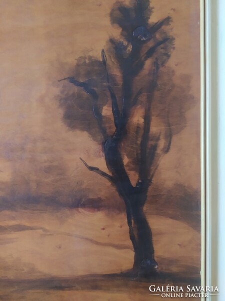 András Balogh: landscape burnt wood, in original gallery frame 80 x 61 cm