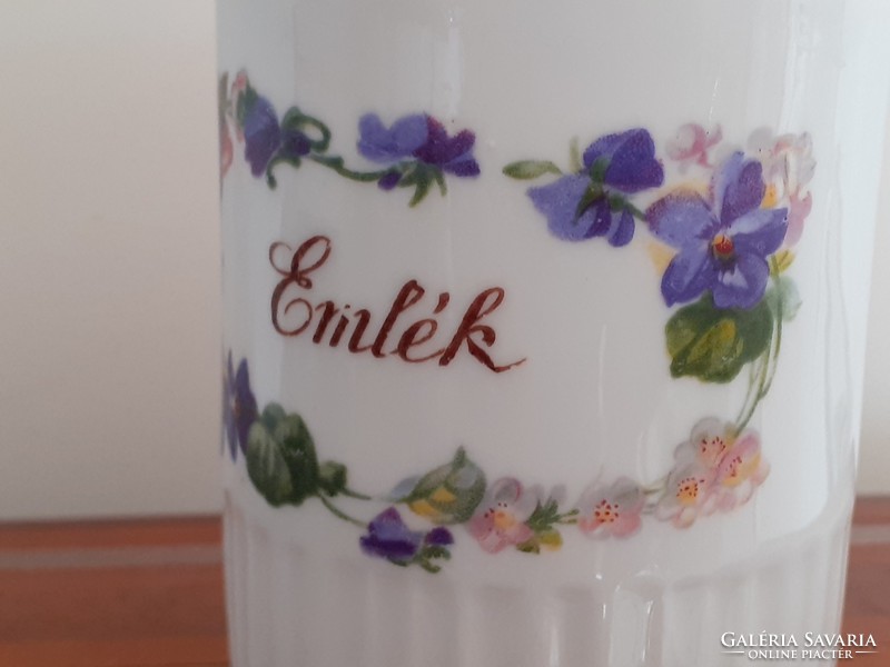 Old zsolnay porcelain violet mug with commemorative folk tea cup