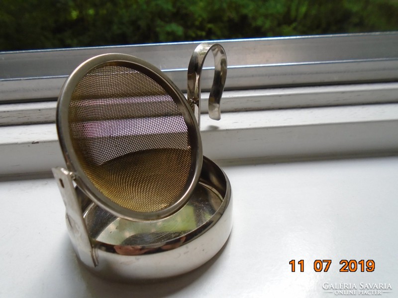 Antique silver-plated tea infuser with metal mesh filter