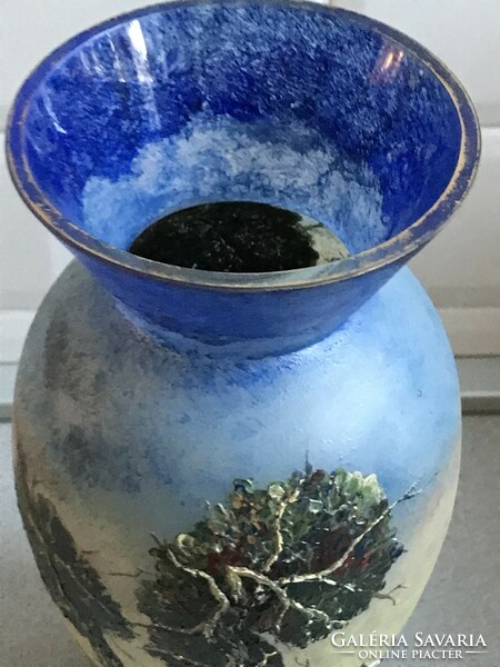 Kézzel festett antik váza, 28 cm magas