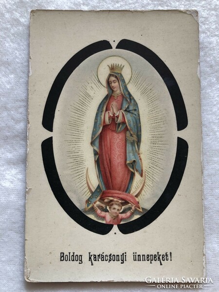 Antique, old gilded, litho Christmas card -3.