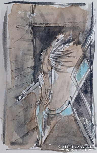 Dancing figure - colored ink drawing (42x30 cm)