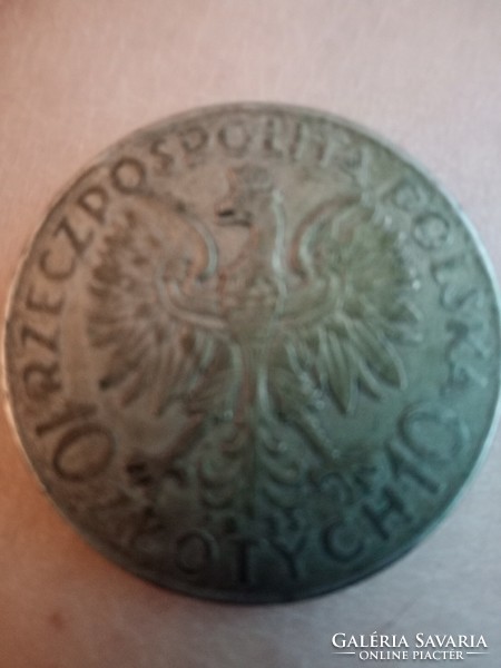Ritka ezüst 10 Zlotych érme 1933
