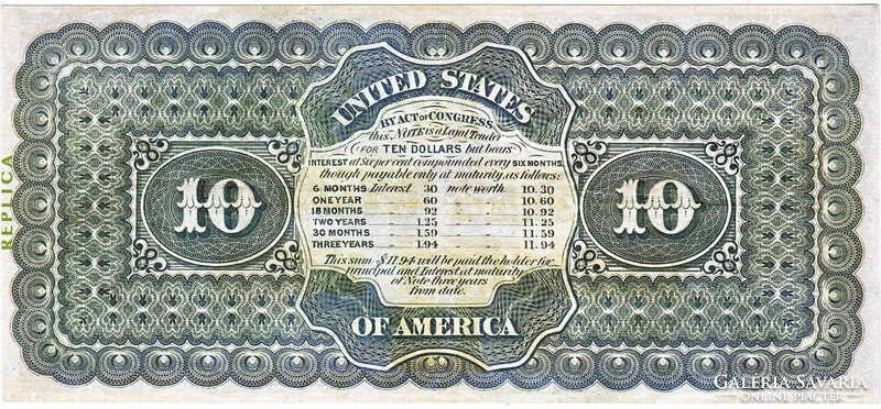 US $10 1864 replica
