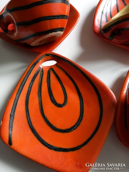 For sale, lake head orange coffee, mocha ceramic set with coaster