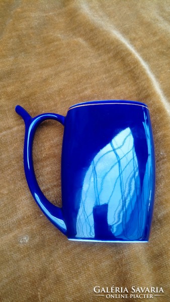 Antique cobalt blue Frantiskovy Lázné cure mug, bath glass with gilded inscription, perfect condition
