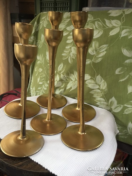 Thick, gold-plated large glass candle holders (43)
