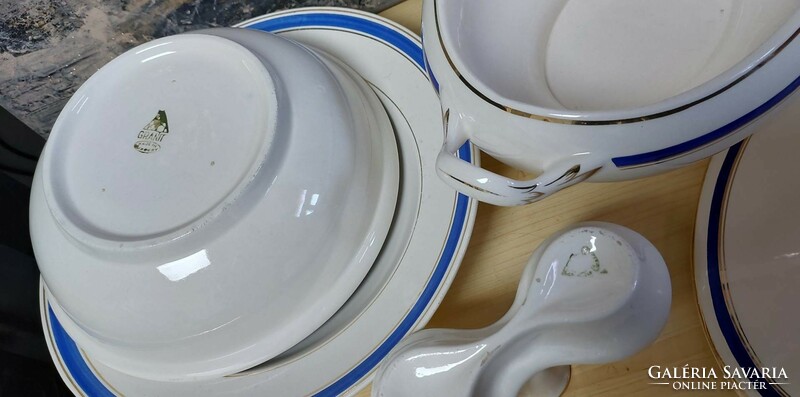 Granite tableware, with blue-gold decoration, in mint condition