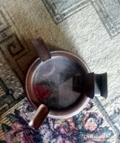Artdeco copper ashtray with match holder - ashtray
