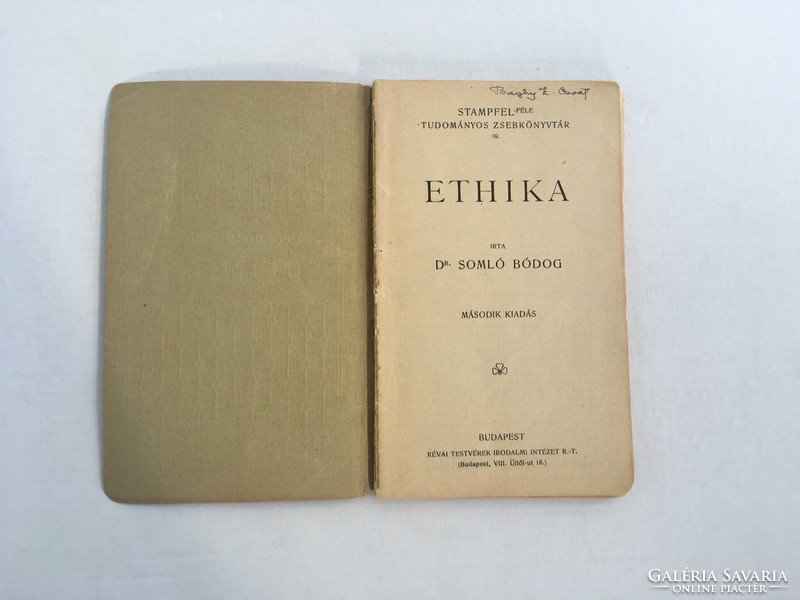 Dr. Somló bódog: ethics - stampfel-scientific pocket library Number 59, second edition