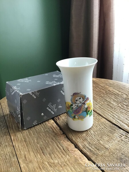 Régi Rosenthal Björn Wiinblad porcelán kis váza dobozában