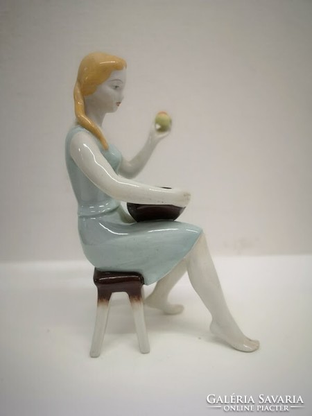 Hollóháza porcelain statue of a girl with an apple - 50046