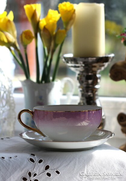 Eigl austria eggshell porcelain, pink/strong pink, delicately iridescent, gold-plated tea set