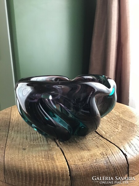 Old gradient crystal glass bowl