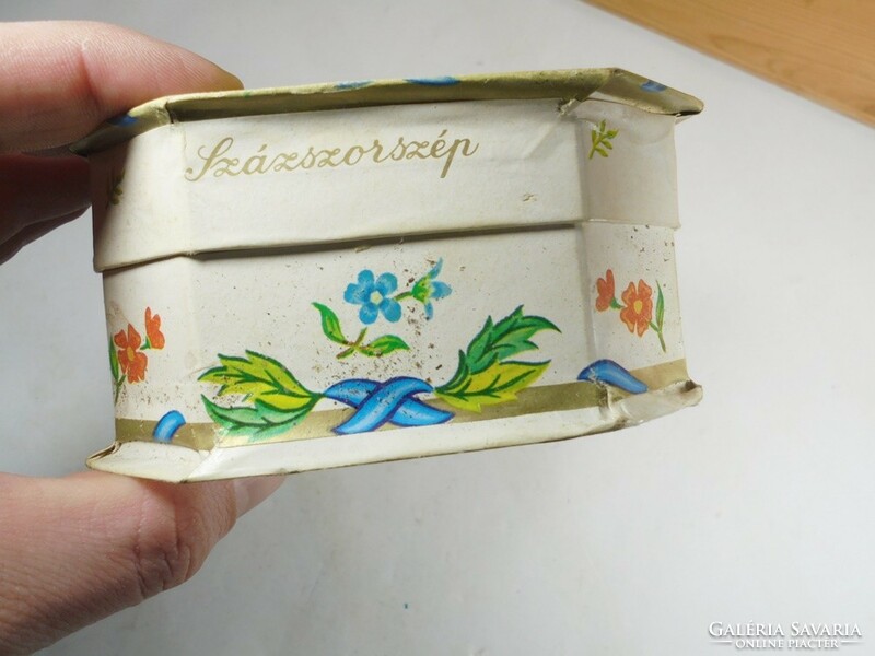 Retro régi papír doboz díszdoboz virág mintás Duna Csokoládégyár Százszorszép bonbon 1980-as évekből