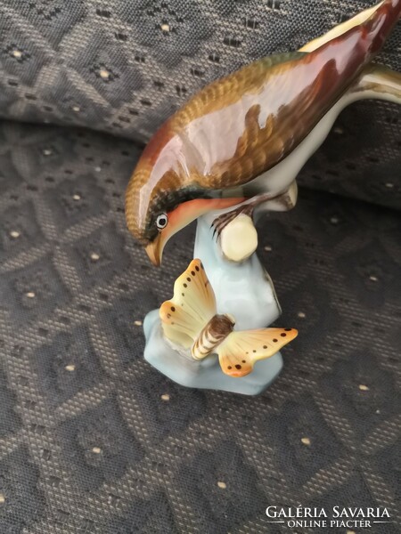 Csodálatos Herendi porcelán madár pillangóval