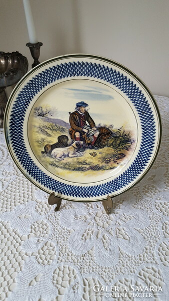 Antique, English hunting scene faience plate 26.5 cm.