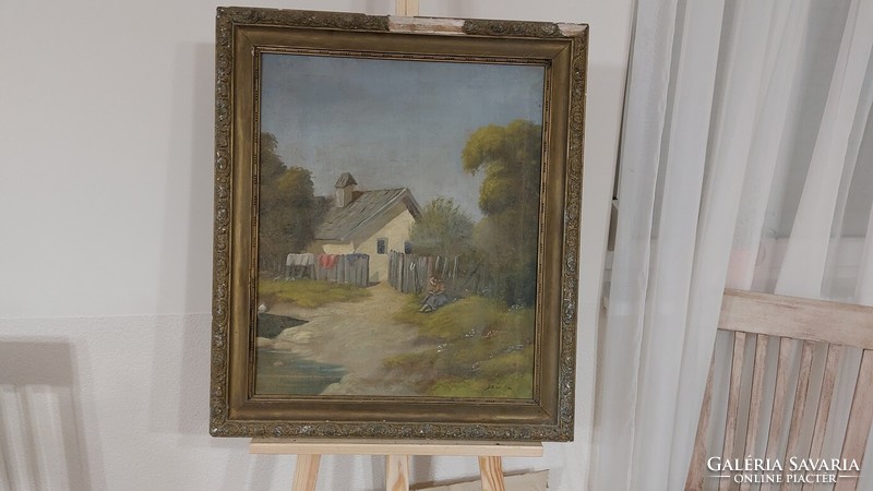 (K) süle sign farm, landscape painting with frame 62x72 cm.