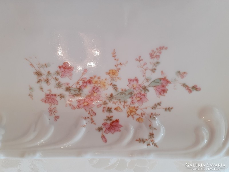 Antique large size 43 cm porcelain tray art nouveau old floral serving bowl